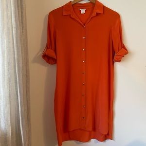 Club Mónaco 100% Silk Shirt Dress with Belt